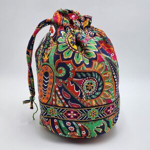 Vera Bradley 2013 Venetian Paisley Green Orange Red Ditty Drawstring Bag